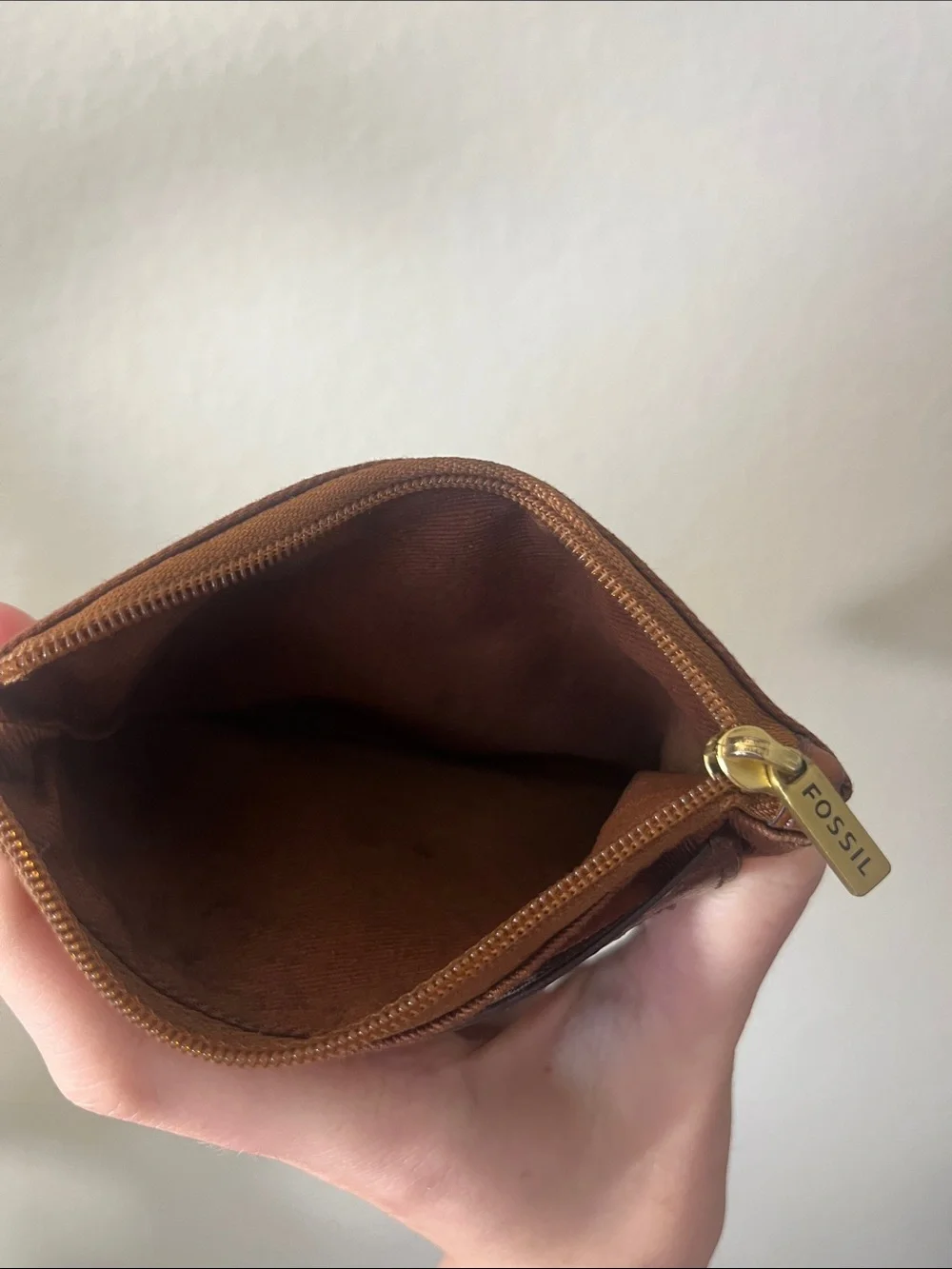 Fossil Brown Leather Wallet with Multicolor Stripe Accent